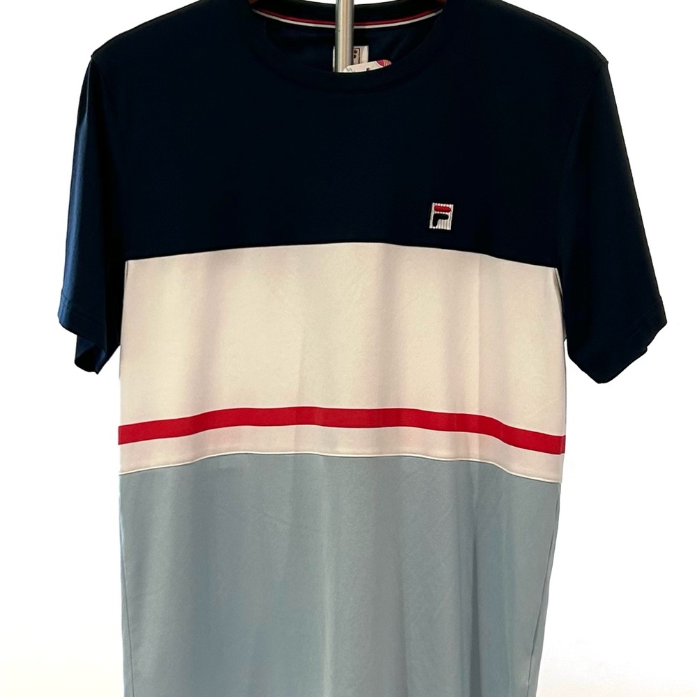 MLT002 Fila Men's blue white red Color Block T-Shirt Small